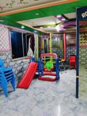 Indoor play corner slide and trampoline